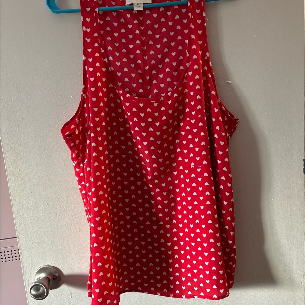 Forever 21+ heart print sleeveless shell tank